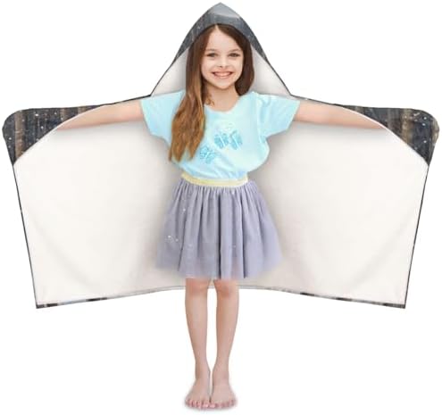 Personalized Kids Hooded Beach Towel with Snow Forest Design