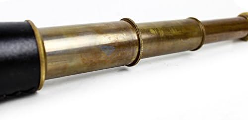 Deluxe Nautical Pirate Boat Brass Spyglass with Optical Zooms and Rosewood Case