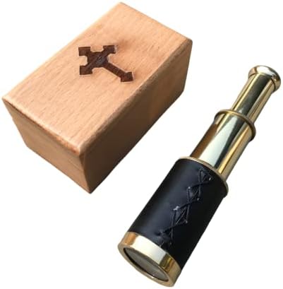 6 Inch Handheld Brass Telescope with Wooden Case