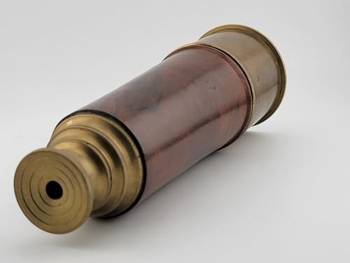 Vintage Brass Spyglass Telescope with Wooden Tripod