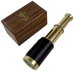 Solid Brass Nautical Telescope 6 Pirate Spy Glass with Wooden Case