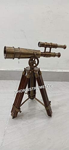 11 Inch Antique Brass Nautical Telescope on Hardwood Tripod