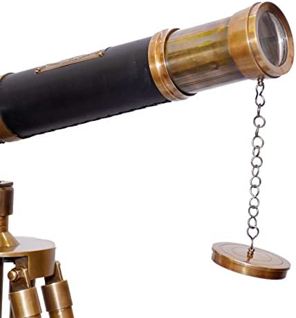 Handmade Antique Brass Telescope with Wooden Tripod