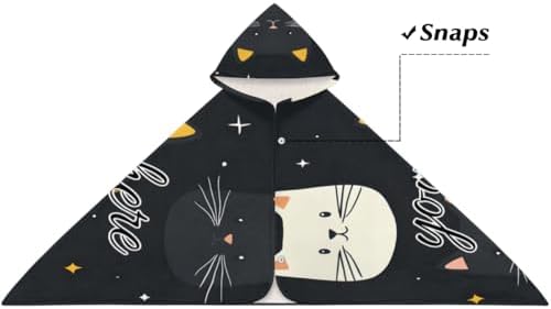 Personalized Kids Cat Print Hooded Beach Towel