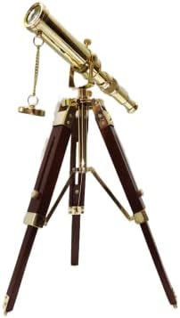Nautical Marine Handmade Brass Telescope with Wooden Tripod Stand