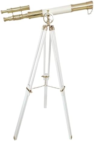 Nautical Shiny Brass Telescope with Wooden Tripod