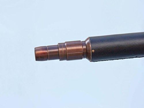 Hampton Nautical Floor Standing Antique Copper Telescope with Leather 65