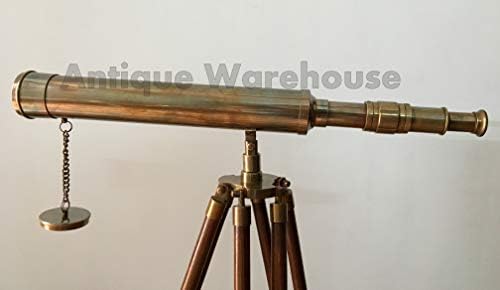 Handmade Nautical Pirate Spyglass Telescope with Adjustable Wooden Tripod