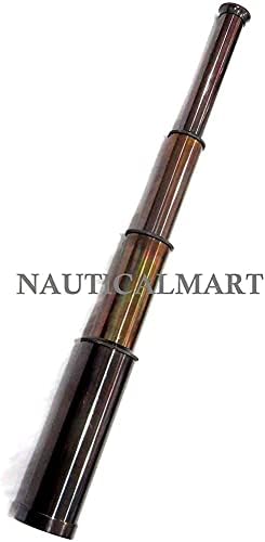 Solid Brass Brown Antique 15 Inch Spyglass Telescope