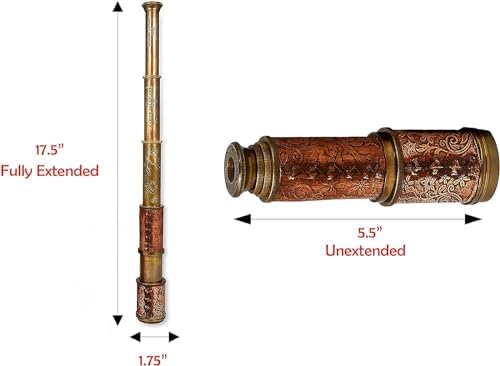 Antique Decor Spyglass with Leather Case