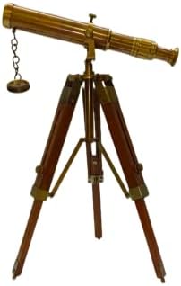 Nautical Handmade Brass Telescope with Wooden Tripod Stand