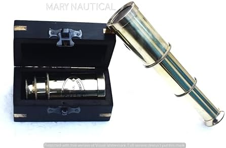 Adventure Pirate Brass Telescope with Anchor Wooden Box