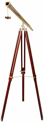 Decorative Telescope with Brass and Wooden Stand