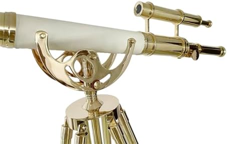 Nautical Brass Telescope with White Leather Wrap