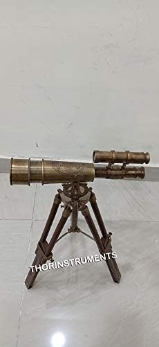 11 Inch Antique Brass Nautical Telescope on Hardwood Tripod