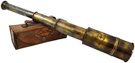 Brass Nautical Pirate Telescope 12x with Leather Case