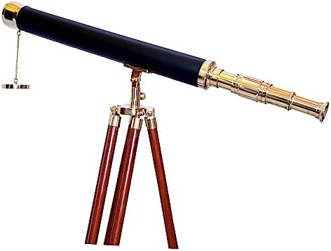 Spyglass Brass Telescope with Wooden Tripod Stand