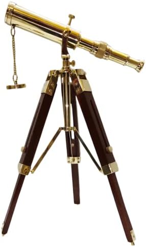 Nautical Marine Handmade Brass Telescope with Wooden Tripod Stand