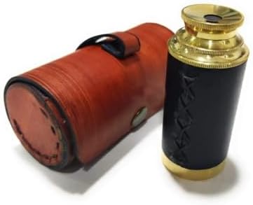 Smizzy 6 Inch Handheld Brass Telescope with Leather Bag
