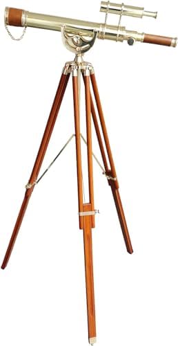 Navy Style Brass Finish Floor Standing Telescope