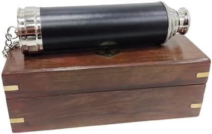Antique Nautical Telescope 16 Brass Chrome Finish with Wooden Case
