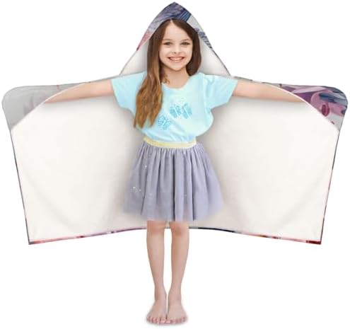 Personalized Kids Hooded Beach Towel with Flower Design