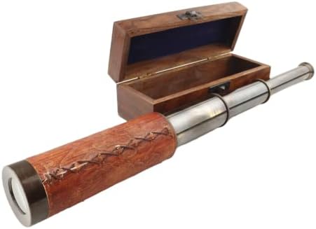 Antique Brass and Wood Telescope with 16 Inch Extension