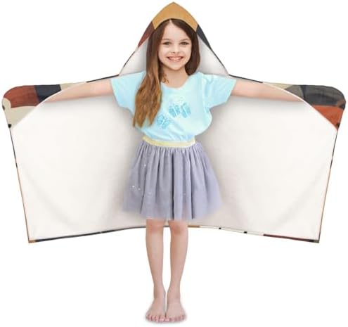 Personalized Kids Hooded Beach Towel with Cute Bear Print