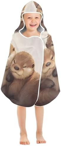 Cute Otters Kids Hooded Bath Towel 24x50