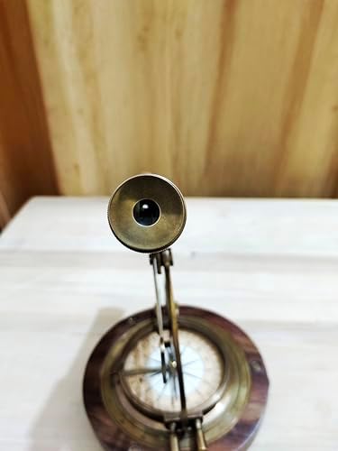 Nautical Brass Alidade Telescope with Compass Base - Retirement Gift for Him