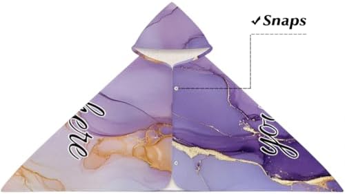 Purple Marble Personalized Kids Beach Towel with Hood 1