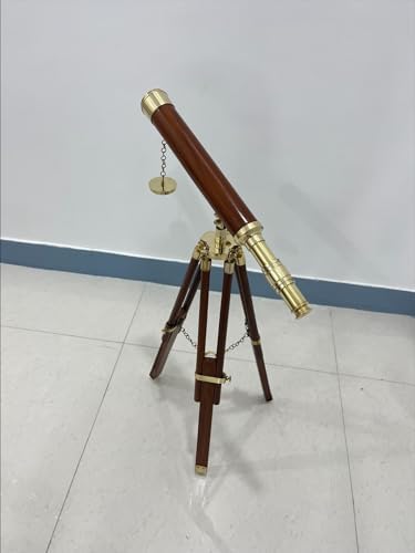 25 Inch Brass Telescope with Wooden Tripod Stand