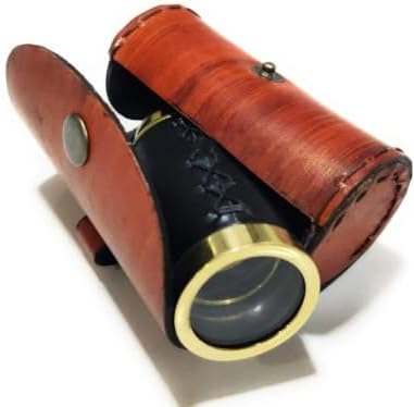 Smizzy 6 Inch Handheld Brass Telescope with Leather Bag