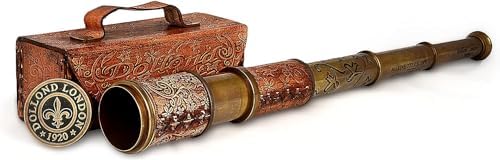 Antique Decor Spyglass with Leather Case