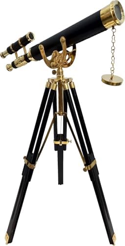 Floor Standing Black Tripod Chrome Finish Telescope