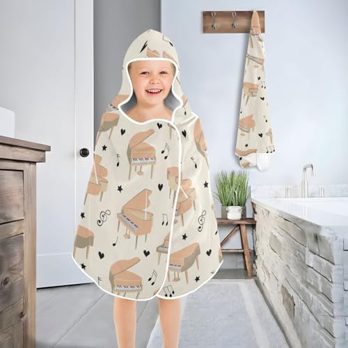 Susiyo Kids Hooded Bath Towel Piano Pattern