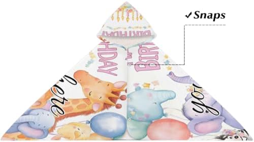 Personalized Kids Hooded Beach Towel with Name Cartoon Animal Design