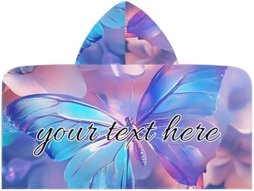 Personalized Kids Hooded Beach Towel with Butterfly Design