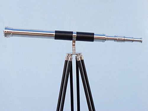 Hampton Nautical Floor Standing Chrome Telescope 60 Decor