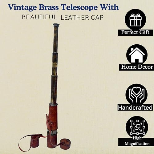 Handmade Brass Telescope 32 Inch Functional Spyglass Replica