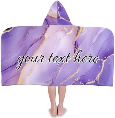 Purple Marble Personalized Kids Beach Towel with Hood
