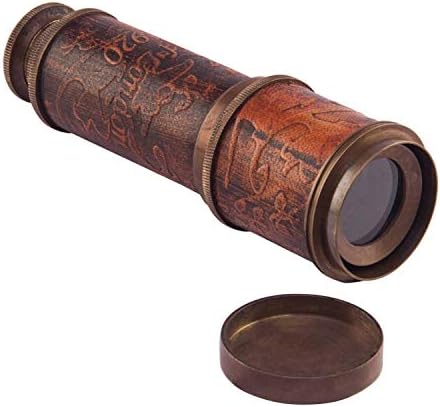 ALFAMART HT Brass Telescope with Wooden Tripod Nautical Spyglass 10X Magnification
