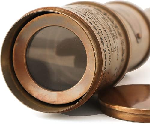PORTHO Antique Victorian Brass Telescope with Wooden Box