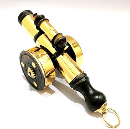 Ganga Nautical Decorative Brass Telescope with Black Wood Stand