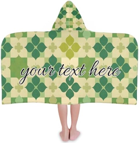 St Patricks Day Buffalo Plaid Clover Shamrock Personalized Kids Beach Towel