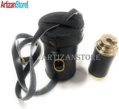 Brass Handheld Telescope with Black Leather Case 6 Inch