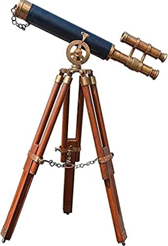 Stylish Brass Telescope with Wooden Tripod for Home and Camping