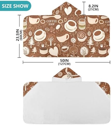 Burbuja Coffee Cups Hooded Bath Towel for Kids