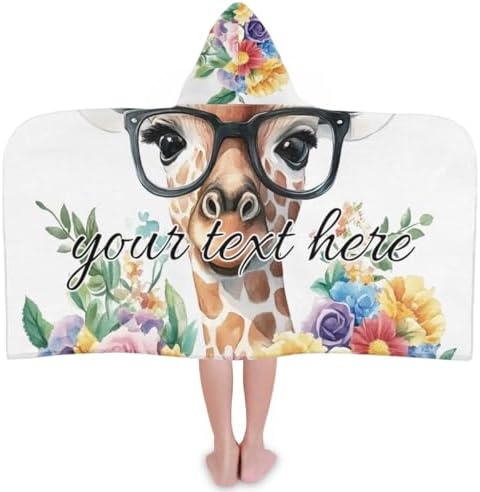 Personalized Kids Beach Towel with Hood Giraffe Design