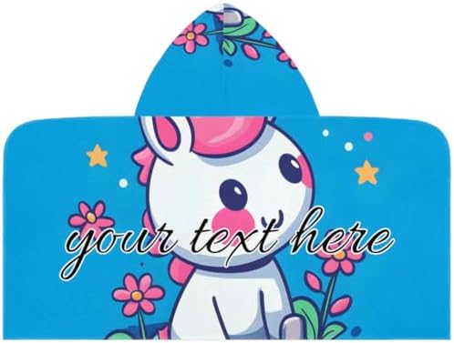 Personalized Unicorn Kids Hooded Beach Towel for Boys Girls